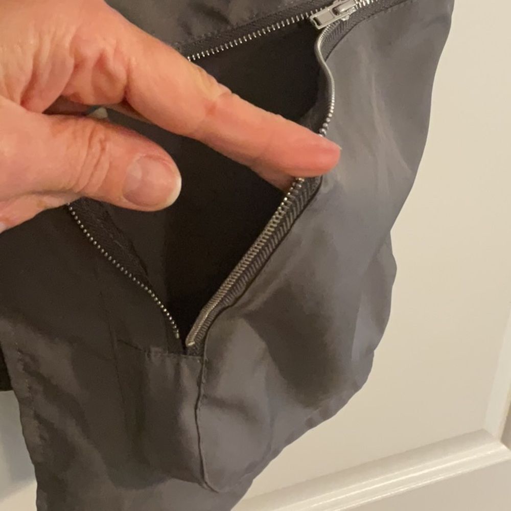 Large Front Slit Utility Zipper Pocket Skirt Gray Elastic Waist - Picture 5 of 5